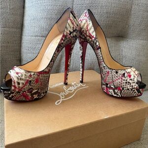 Christian Louboutin Lady Peep 150 Python Heels - Size 38.5